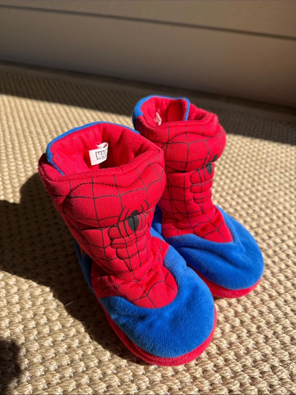 Marvel Spider-Man Kids Plush Boot Slippers - Red & Blue size 9/10
